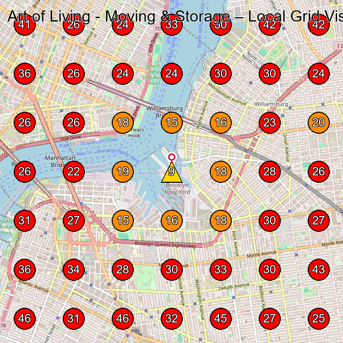 Art of Living - Moving & Storage GeoGrid visibility map for Moving And Storage Service in None